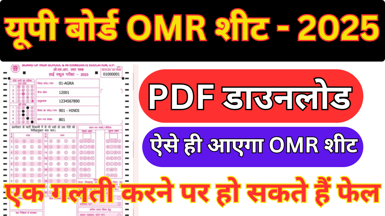 UP Board OMR Sheet 2025 PDF In Hindi